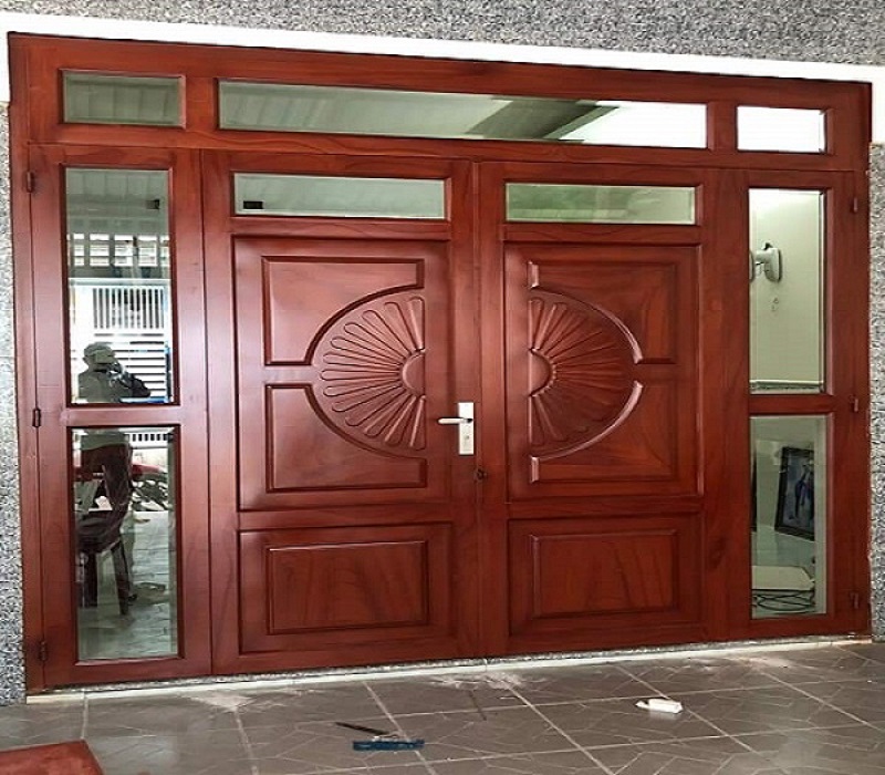 thi công cửa cổng sắt pa no giã gỗ tại dĩ an