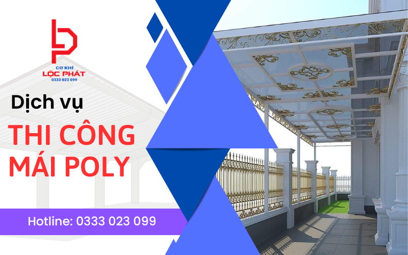 thi công mái poly lấy sáng