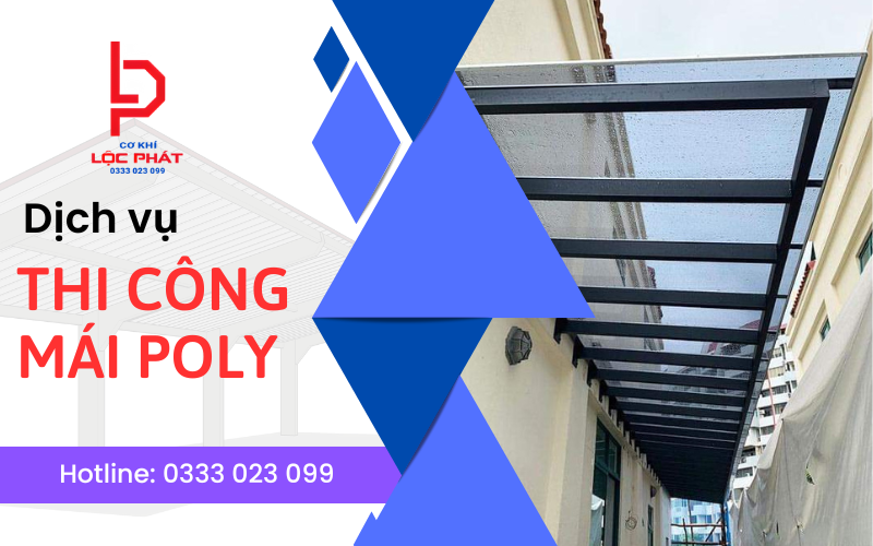 thi công mái poly lấy sáng